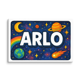Arlo Name Art - Space Explorers personalized wall print for kids