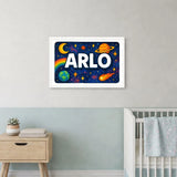 Arlo Name Art - Space Explorers personalized wall print for kids