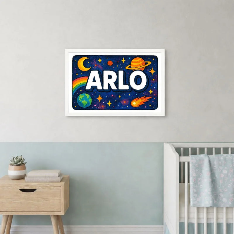 Arlo Name Art - Space Explorers personalized wall print for kids