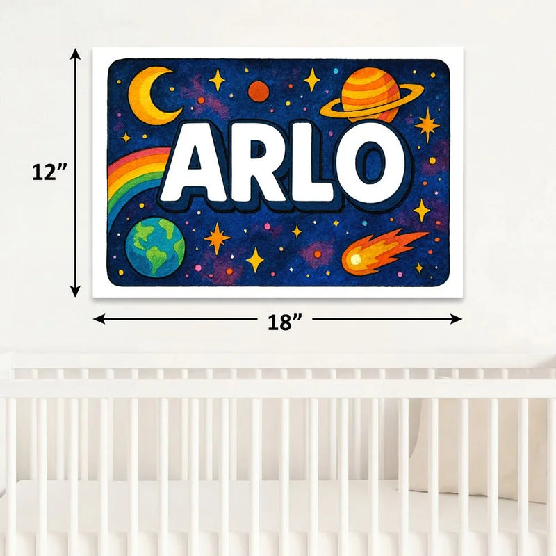Arlo Name Art - Space Explorers personalized wall print for kids