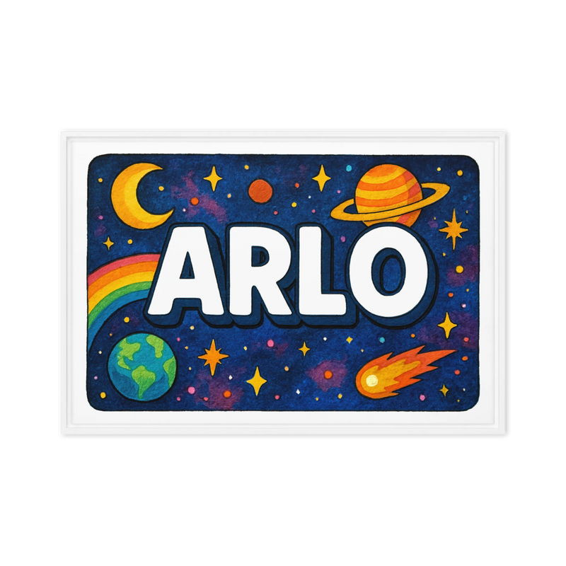 Arlo Name Art - Space Explorers personalized wall print for kids