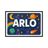 Arlo Name Art - Space Explorers personalized wall print for kids