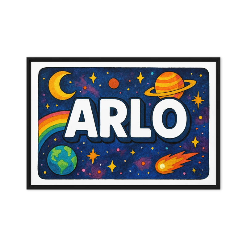 Arlo Name Art - Space Explorers personalized wall print for kids