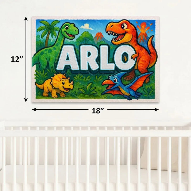 Arlo Name Art - Dinosaur Adventure personalized wall print for kids