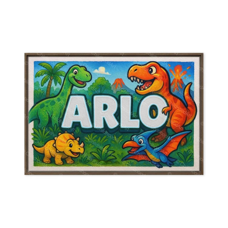 Arlo Name Art - Dinosaur Adventure personalized wall print for kids