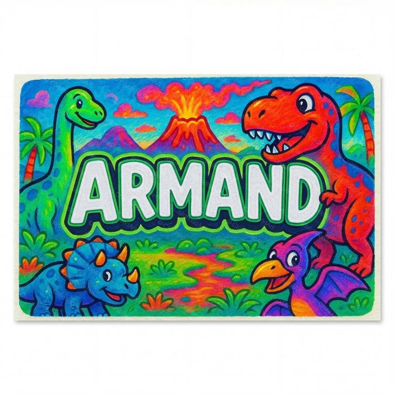 Armand Name Art - Dinosaur Adventure personalized wall print for kids