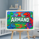 Armand Name Art - Dinosaur Adventure personalized wall print for kids