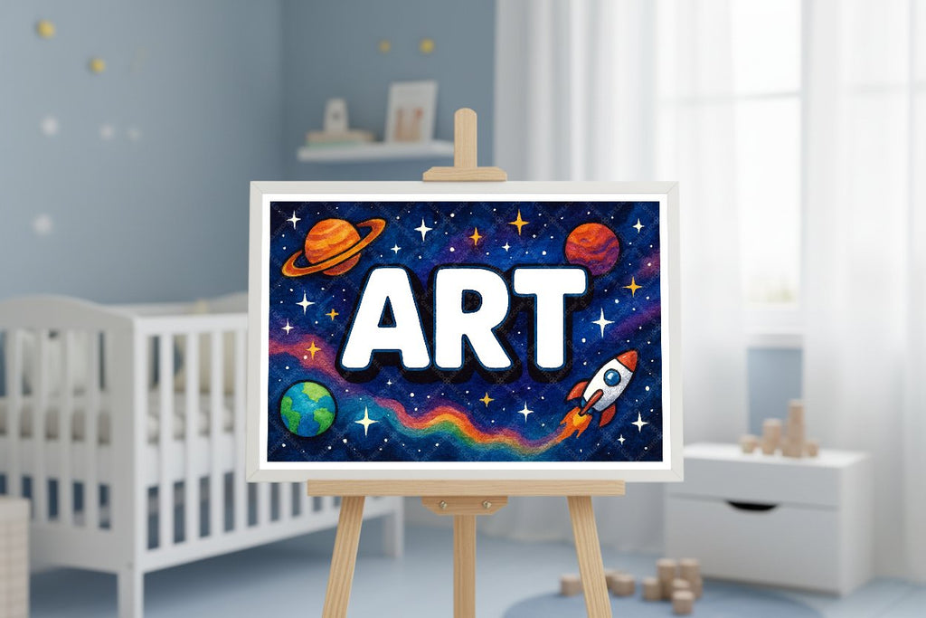 Personalized space nursery art for kids – Art name print