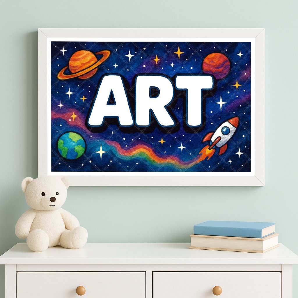 Personalized space nursery art for kids – Art name print