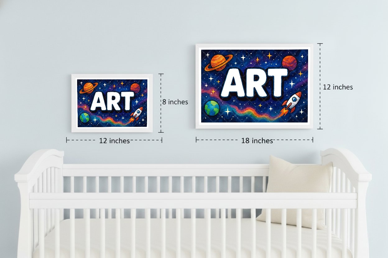 Personalized space nursery art for kids – Art name print