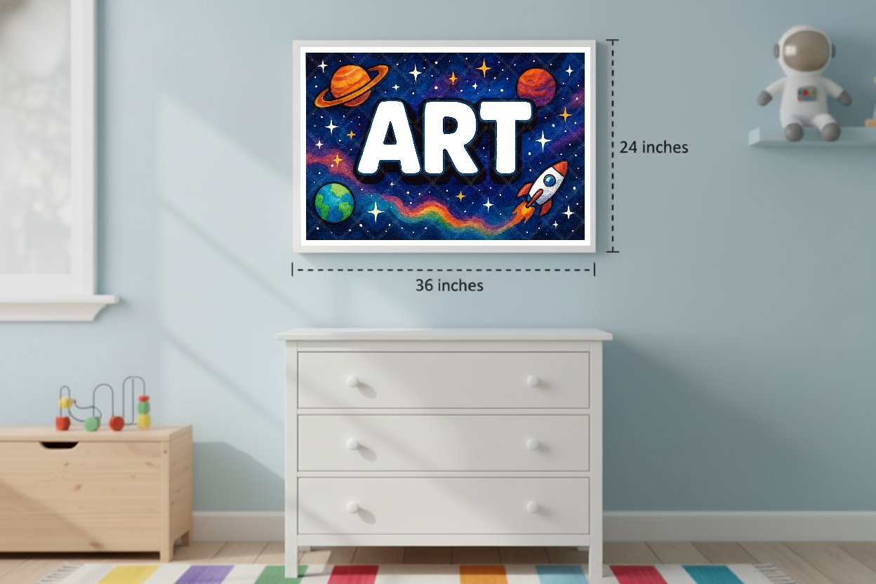 Personalized space nursery art for kids – Art name print