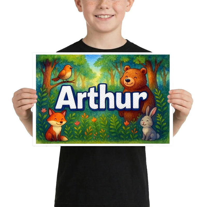 Calm arthur Forest Friends Personalized Wall Art