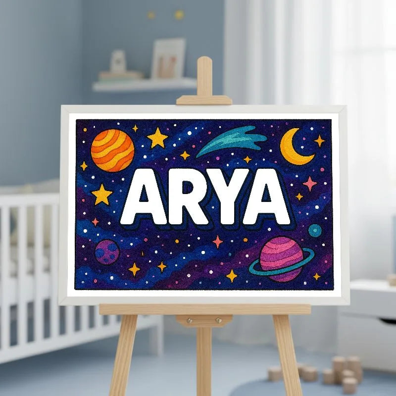 Adventurous arya Space Explorer Name Art