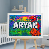 Aryan Name Art - Dinosaur Adventure personalized wall print for kids