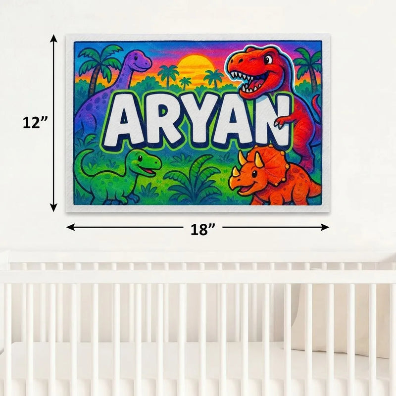 Aryan Name Art - Dinosaur Adventure personalized wall print for kids