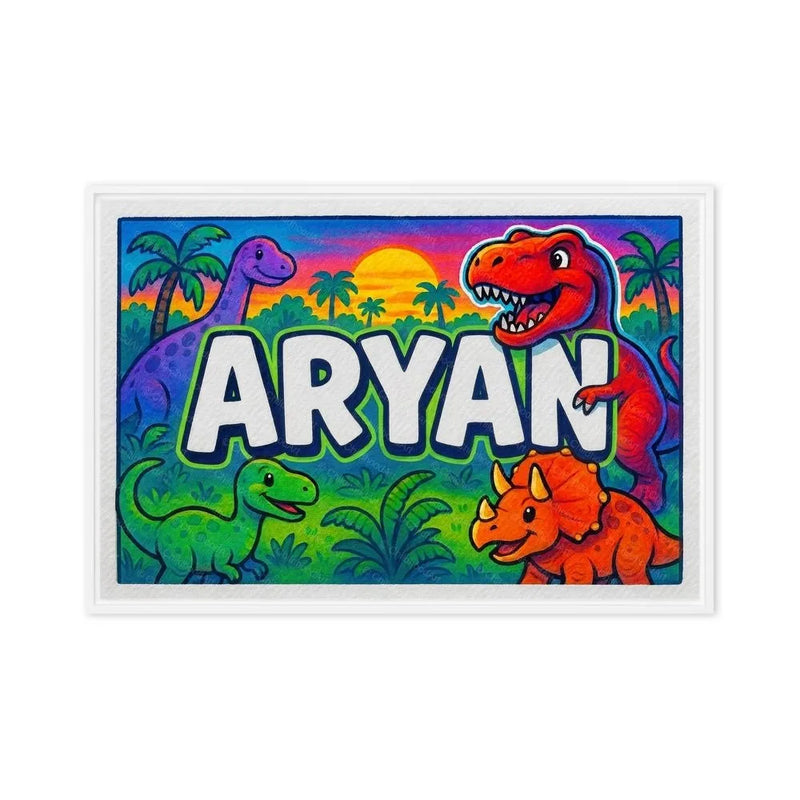 Aryan Name Art - Dinosaur Adventure personalized wall print for kids