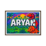 Aryan Name Art - Dinosaur Adventure personalized wall print for kids