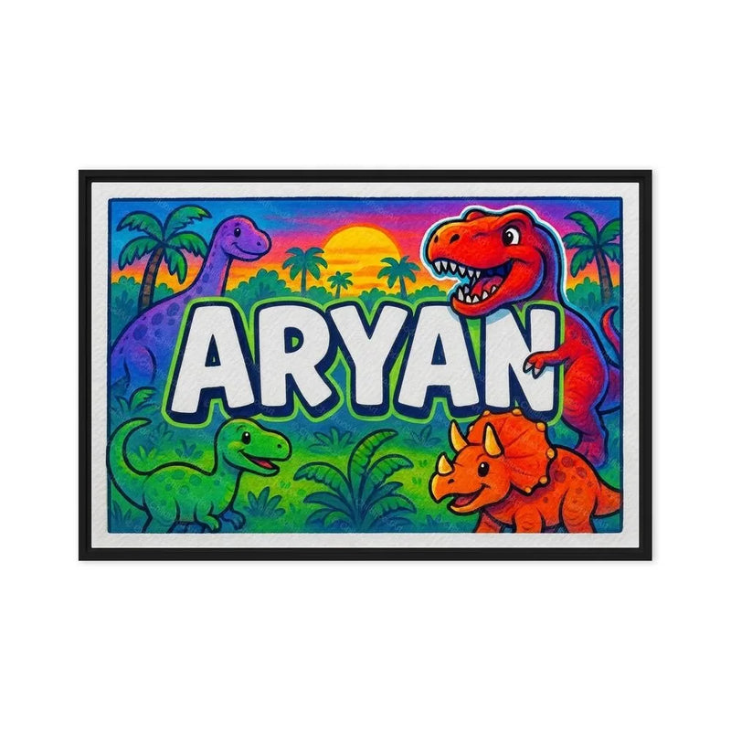 Aryan Name Art - Dinosaur Adventure personalized wall print for kids