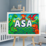 Asa Name Art - Dinosaur Adventure personalized wall print for kids