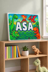Asa Name Art - Dinosaur Adventure personalized wall print for kids