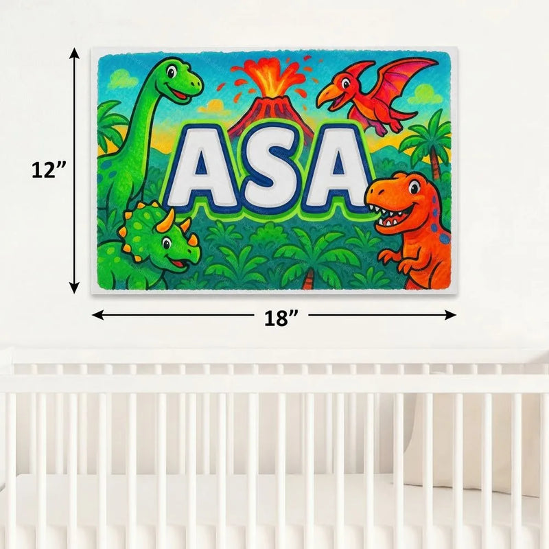 Asa Name Art - Dinosaur Adventure personalized wall print for kids