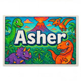Adventurous personalized dinosaur name art for Asher