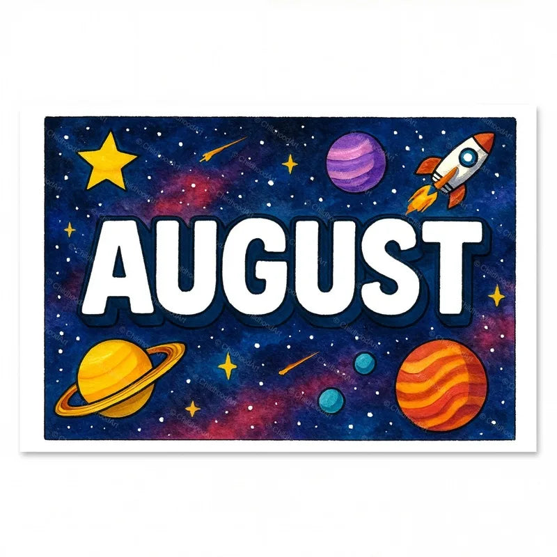 Adventurous personalized space name art for August