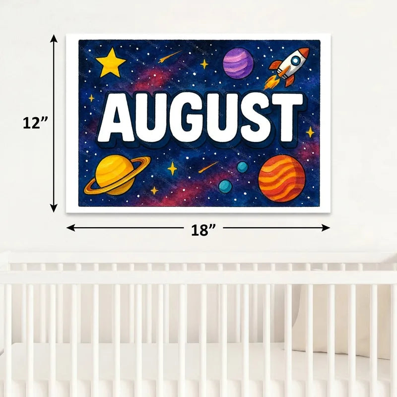 Adventurous personalized space name art for August