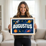 Adventurous personalized space name art for Augustus