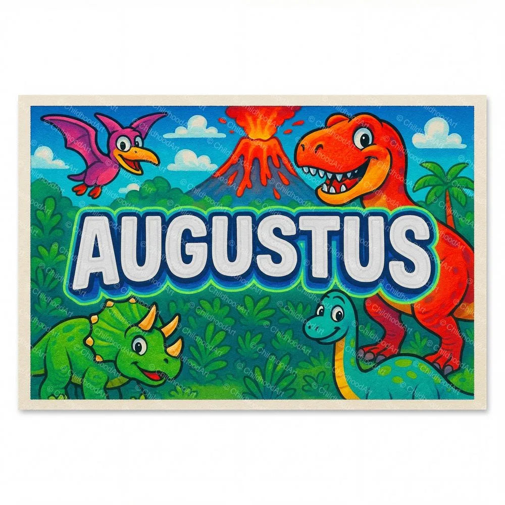 Augustus Personalized Name Art - Dinosaur Adventure - Full size image
