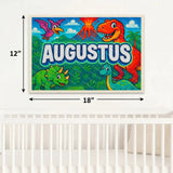 Adventurous personalized dinosaur name art for Augustus
