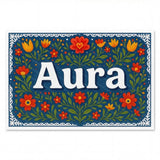 Aura Name Art - Floral Farmhouse personalized wall print for kids