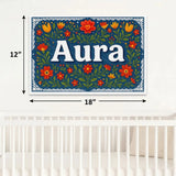 Aura Name Art - Floral Farmhouse personalized wall print for kids