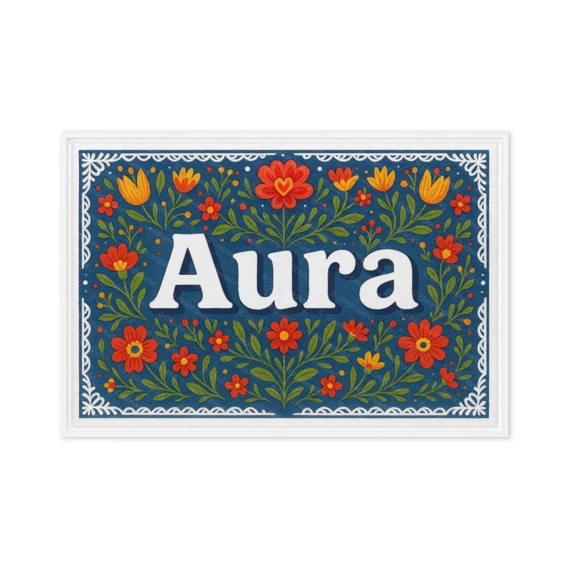 Aura Name Art - Floral Farmhouse personalized wall print for kids