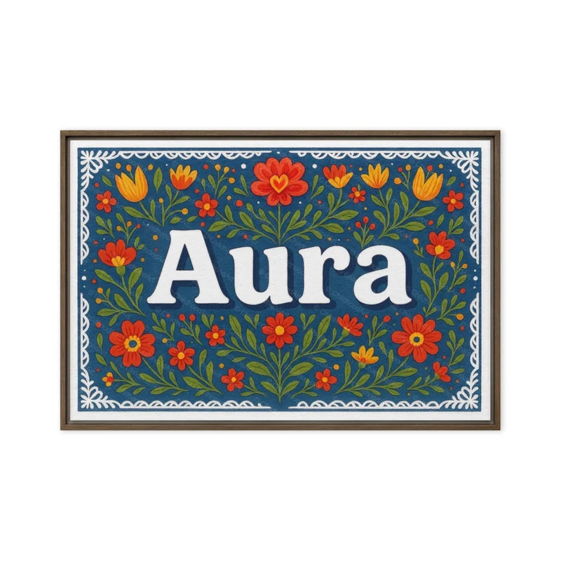 Aura Name Art - Floral Farmhouse personalized wall print for kids