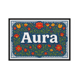 Aura Name Art - Floral Farmhouse personalized wall print for kids