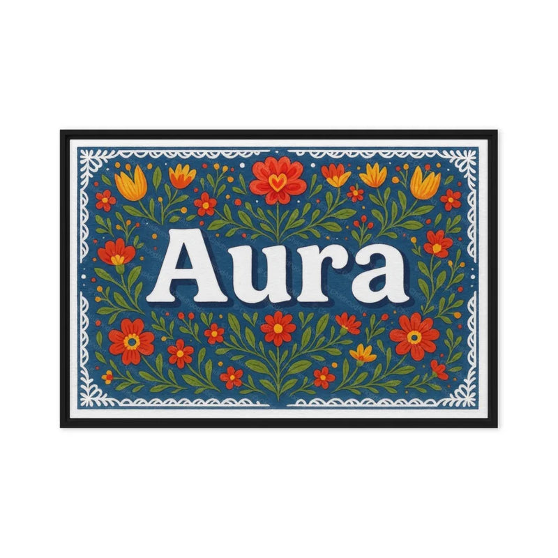 Aura Name Art - Floral Farmhouse personalized wall print for kids