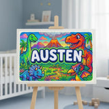 Austen Name Art - Dinosaur Adventure personalized wall print for kids
