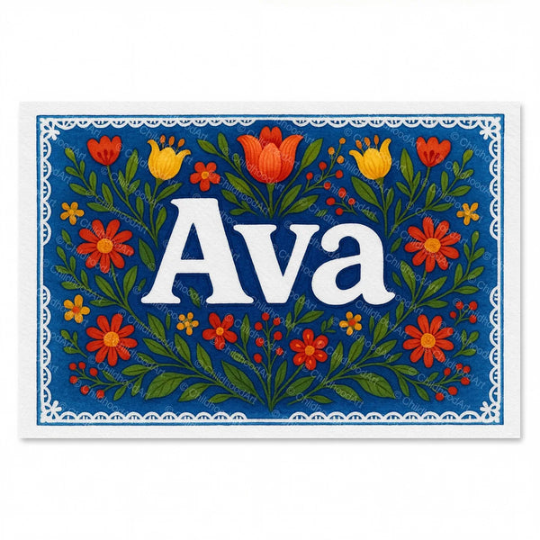 Ava Floral Farmhouse Name Art