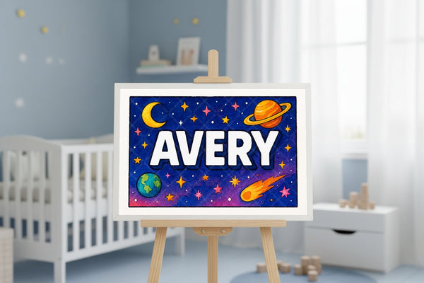 "Avery" Amongst the Stars Personalized Space Artwork