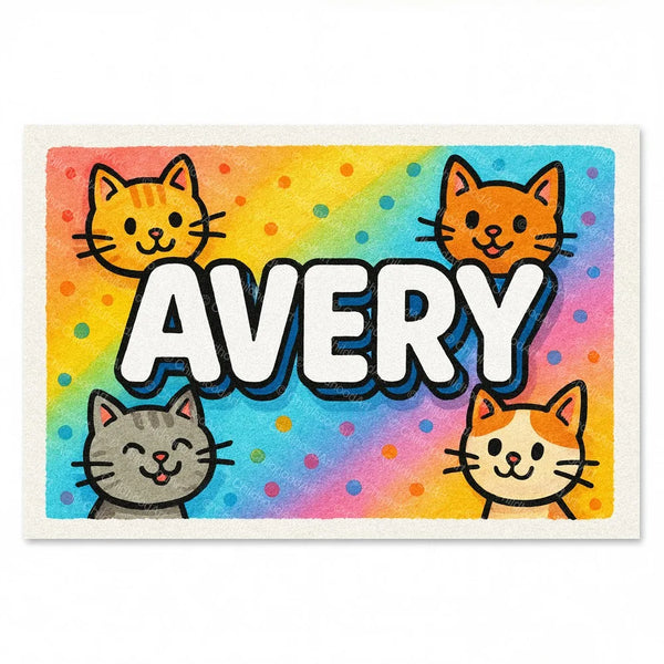 Avery Colorful Cats Name Art