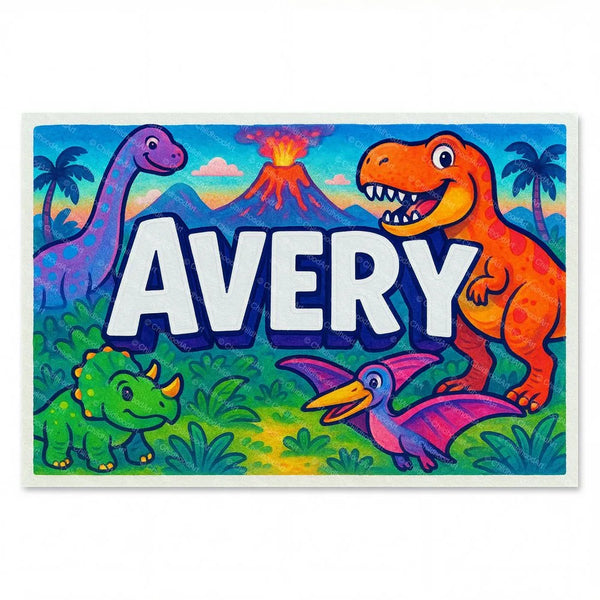 Avery Personalized Name Art - Dinosaur Adventure