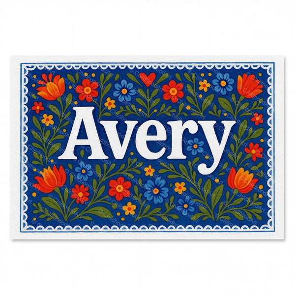 Avery Floral Farmhouse Name Art