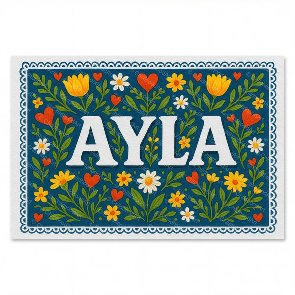 Ayla Floral Farmhouse Name Art