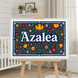 Azalea Name Art - Floral Farmhouse personalized wall print for kids