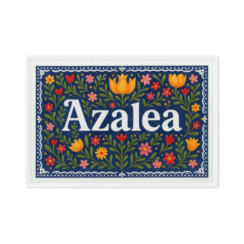 Azalea Name Art - Floral Farmhouse personalized wall print for kids