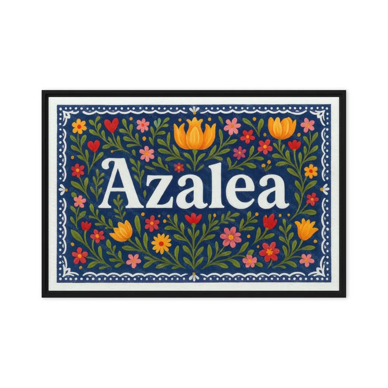 Azalea Name Art - Floral Farmhouse personalized wall print for kids