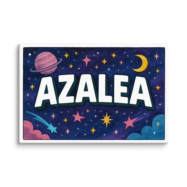 Space explorers themed name art featuring Azalea