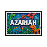 Azariah Name Art - Dinosaur Adventure personalized wall print for kids
