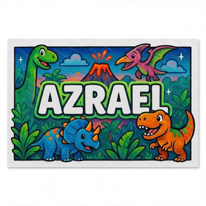 Azrael Name Art - Dinosaur Adventure personalized wall print for kids